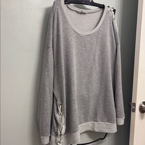 Harmony & Balance Chic Gray Knit Sweater 2X